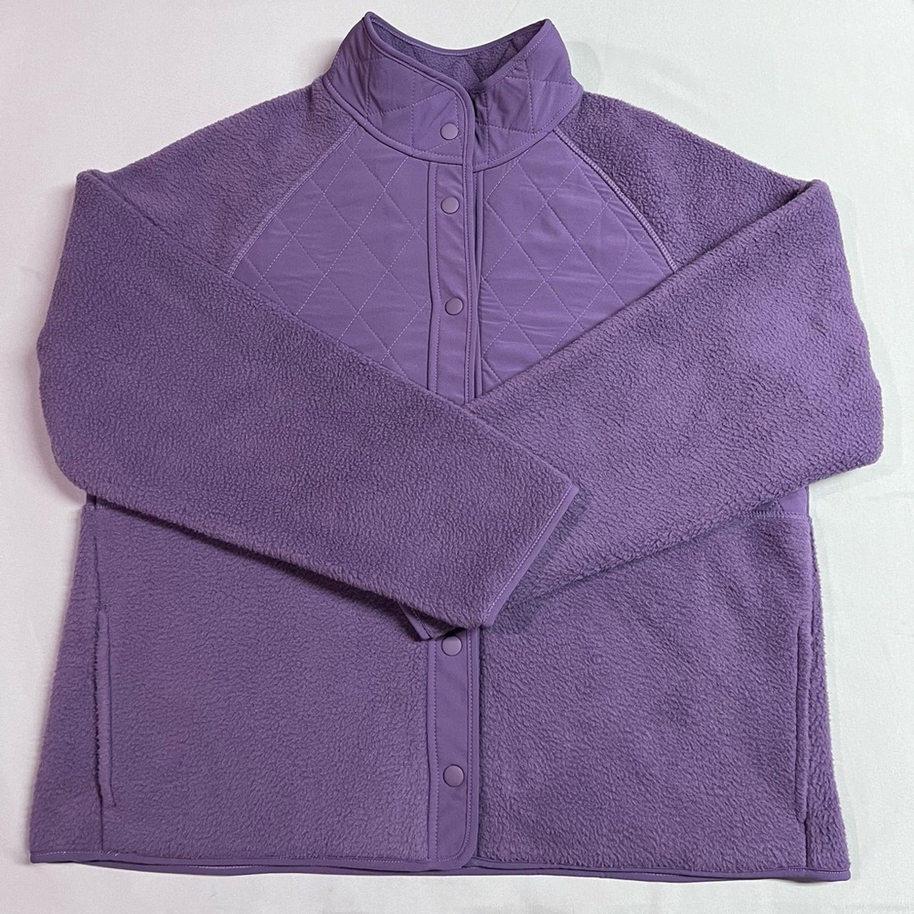 GapFit Women's Fleece Sherpa Purple Jacket NWT - Picture 3 of 5